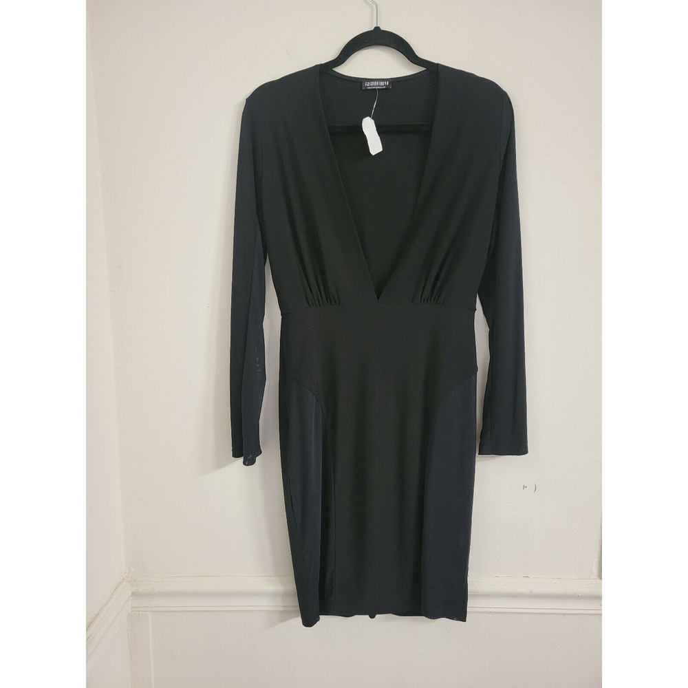 Fashion Nova Size Large  Dress‎ Black, Partially Sheer Long sleeve dress